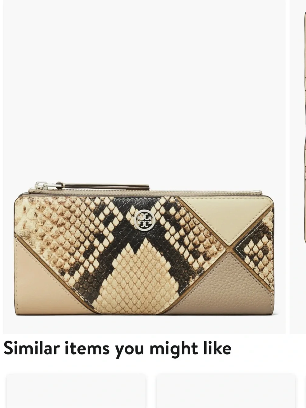 New! Tory Burch Robinson Slim snake embossed Leather wallet